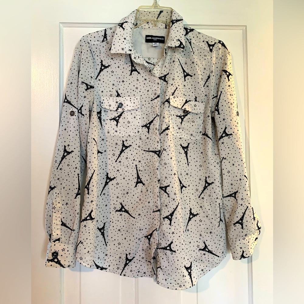 Karl Lagerfeld Eiffel Tower Paris top blouse